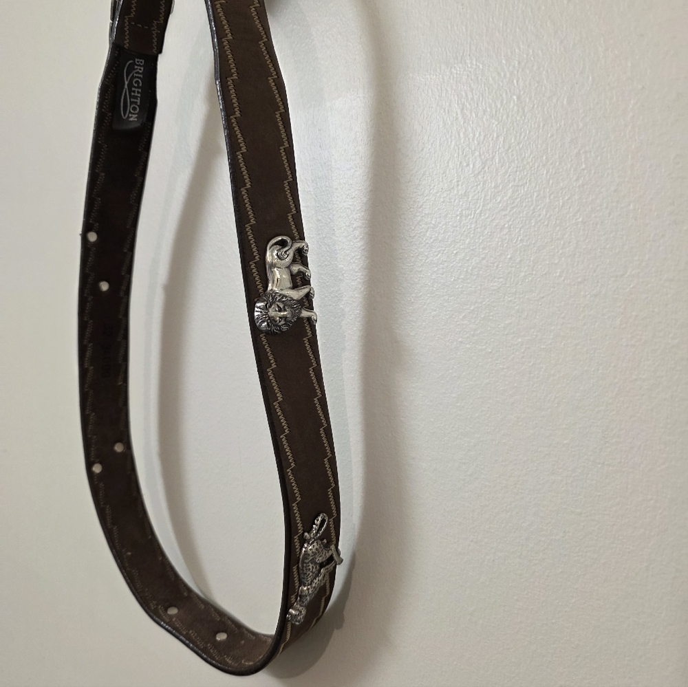 Brighton Brown Leather Belt with Silver Accents